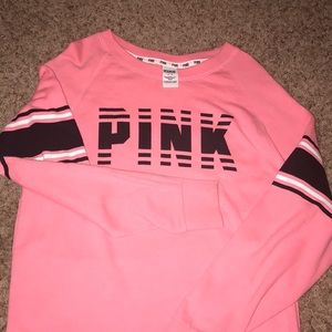 VS PINK Striped Logo Sweater